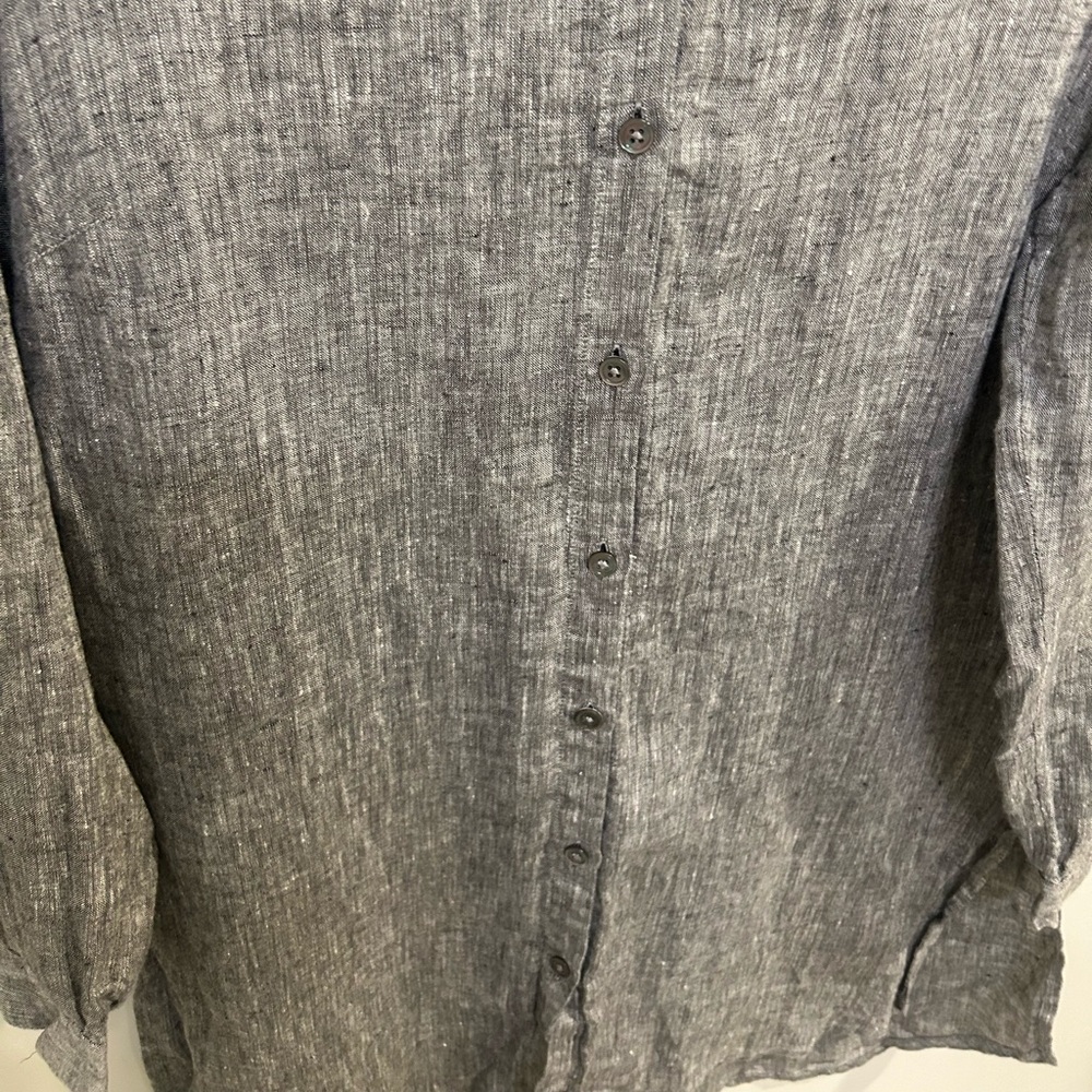 J. Jill Love Linen Gray Button down clinic size XS EUC T0800 - Picture 5 of 10
